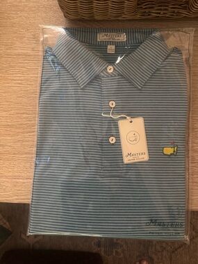 NWT Peter Millar Masters Blue and Green Striped Men's Polo